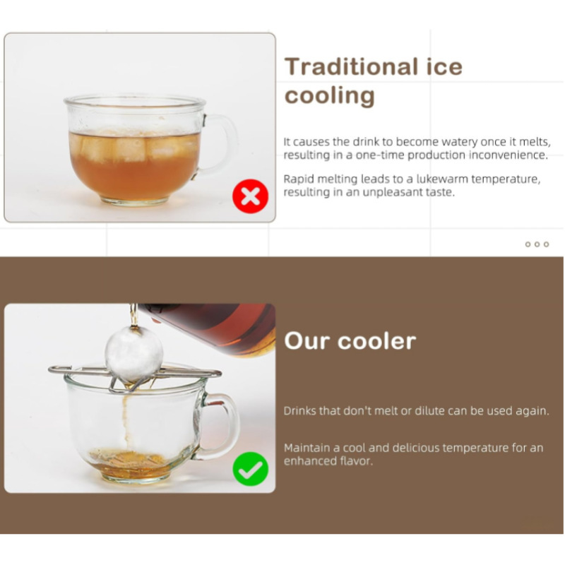 In stock wholesale coffee cooling tool 304 stainless steel solid ball 40CM round spherical coffee espresso ice hockey