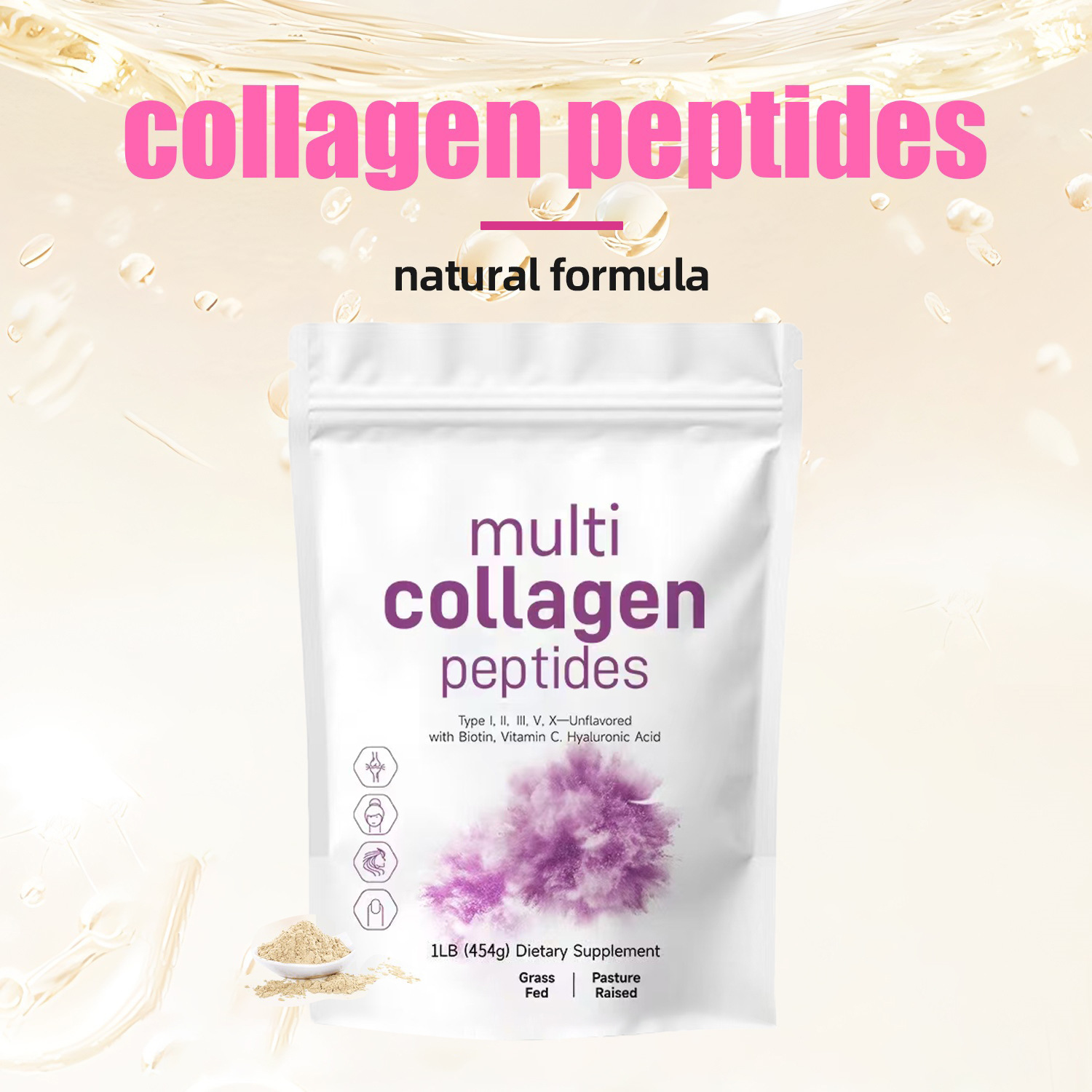 Cross-Border Hot-Selling Multi-Collagen Powder in Bags, Multicollagenpowder, Source Factory, Ready Stock Wholesale