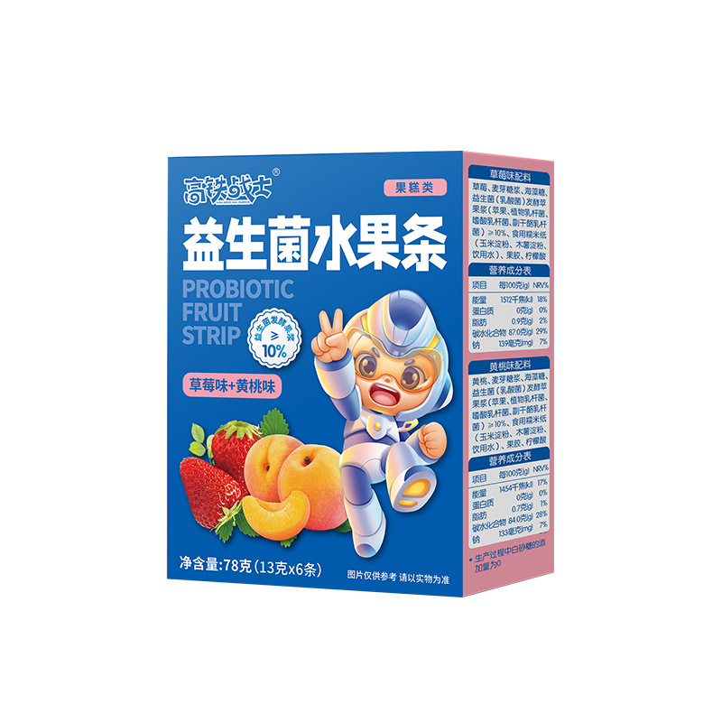 High-speed rail warrior mushroom fruit strips 13G * 6 children's non-white sugar snacks
