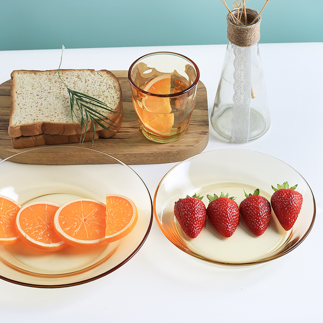 Glass Bowl Soup Bowl Home Light Luxury Tableware Double Ear Bowl High Borosilicate Amber Glass Tableware Set Wholesale