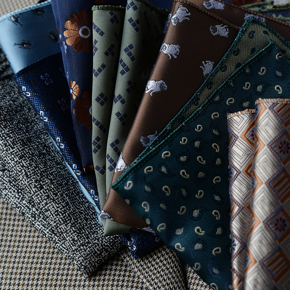 Cross-border New Men's Suit Decorative Pocket Scarf Small Square Scarf Pattern Dress Breast Scarf Groom's Chest Scarf Handkerchief