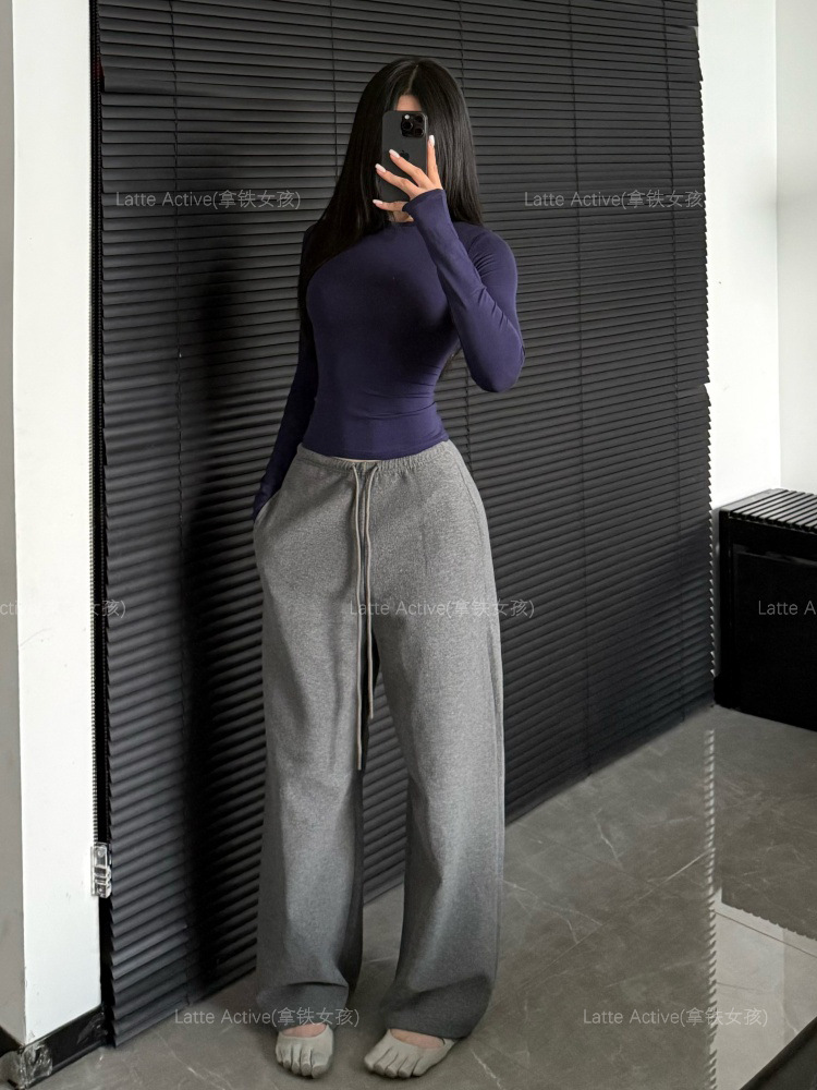 Latte Girl Yoga Wear Women's Long Sleeve T-Shirt Slim Fit Sports Fitness Top Breathable Modal Base Layer