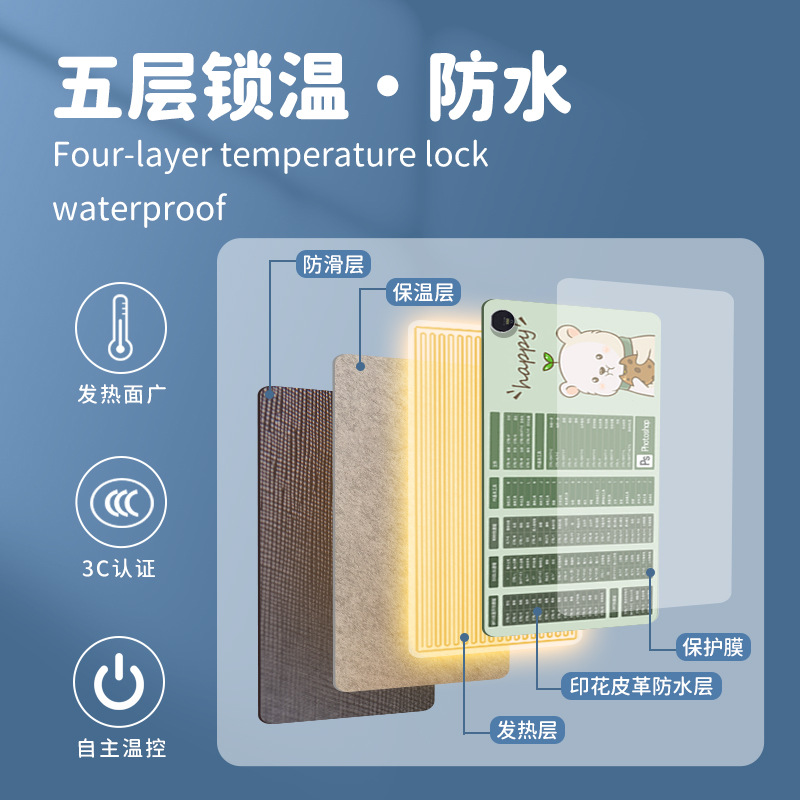 Heated Mouse Pad Cartoon Computer Desk Warmer Thick Office Desktop Quick Heating Pad Large Heating Pad