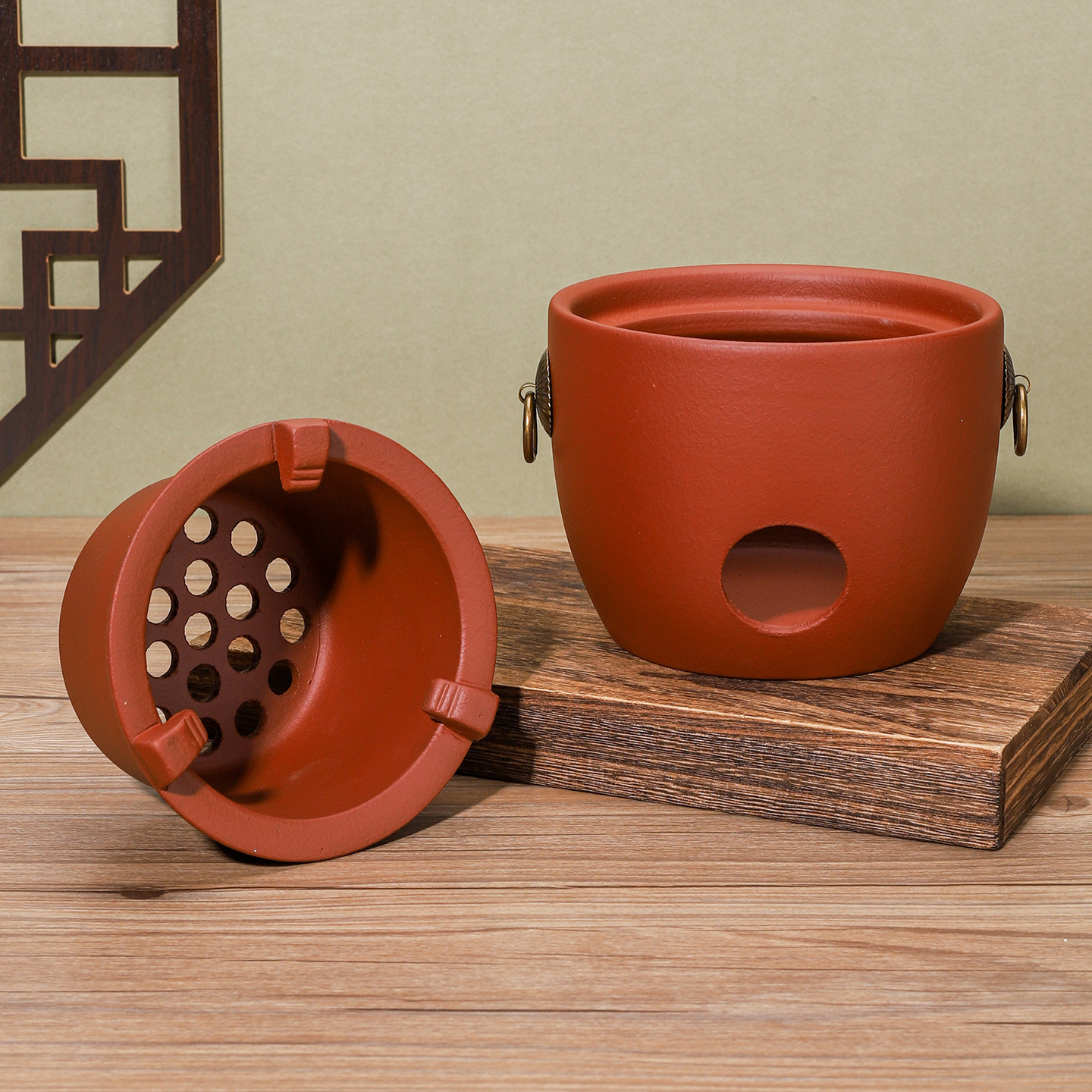 Chaozhou Red Charcoal Stove Sand Kettle Kung Fu Tea Set with Charcoal Fire Explosion-Proof and Crack-Proof Ceramic Side Handle Kettle