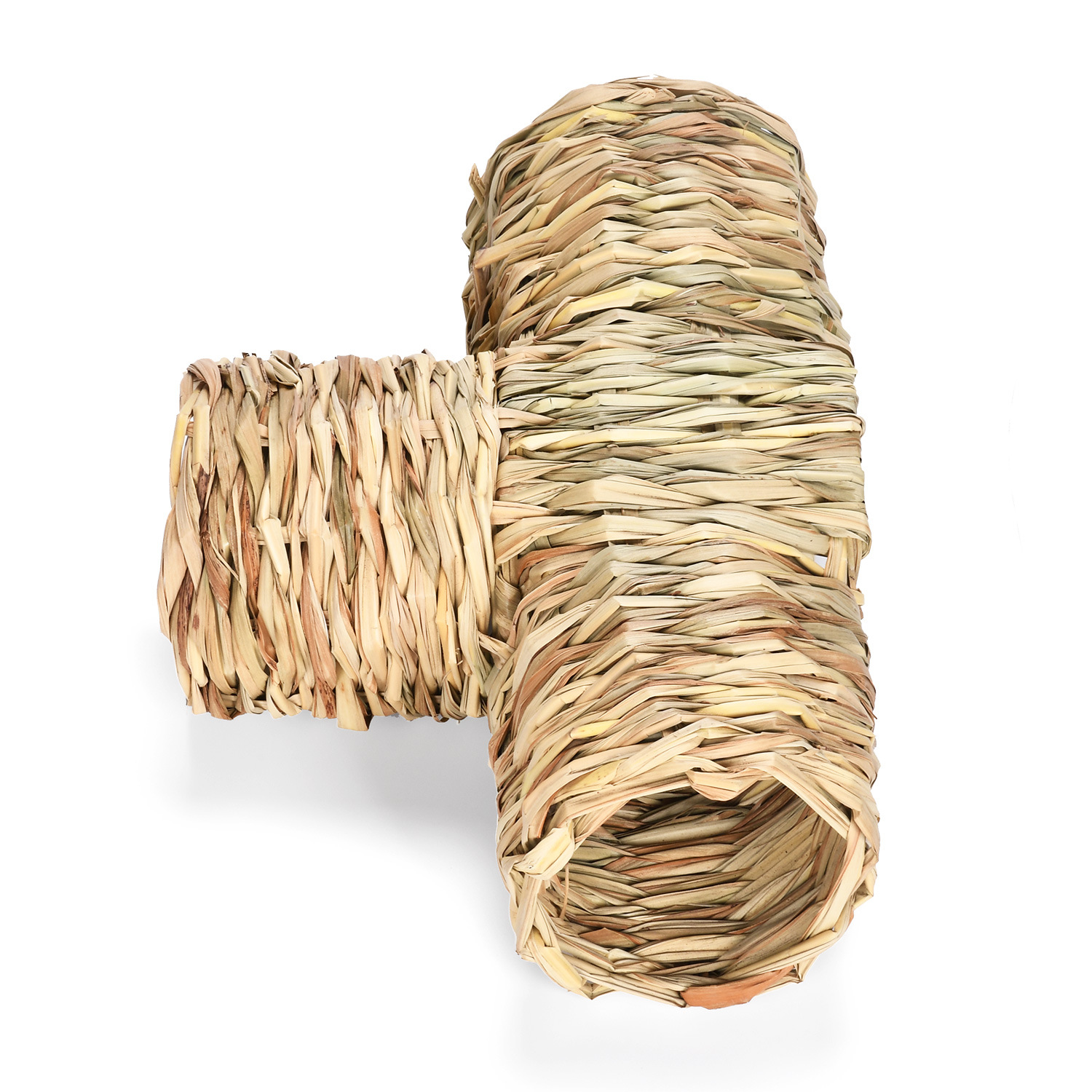 New Straw Weaving Exotic Pet Four-Way Hiding Pipe Hamster Golden Bear Rabbit Chinchilla Molar Landscaping Toy Nest
