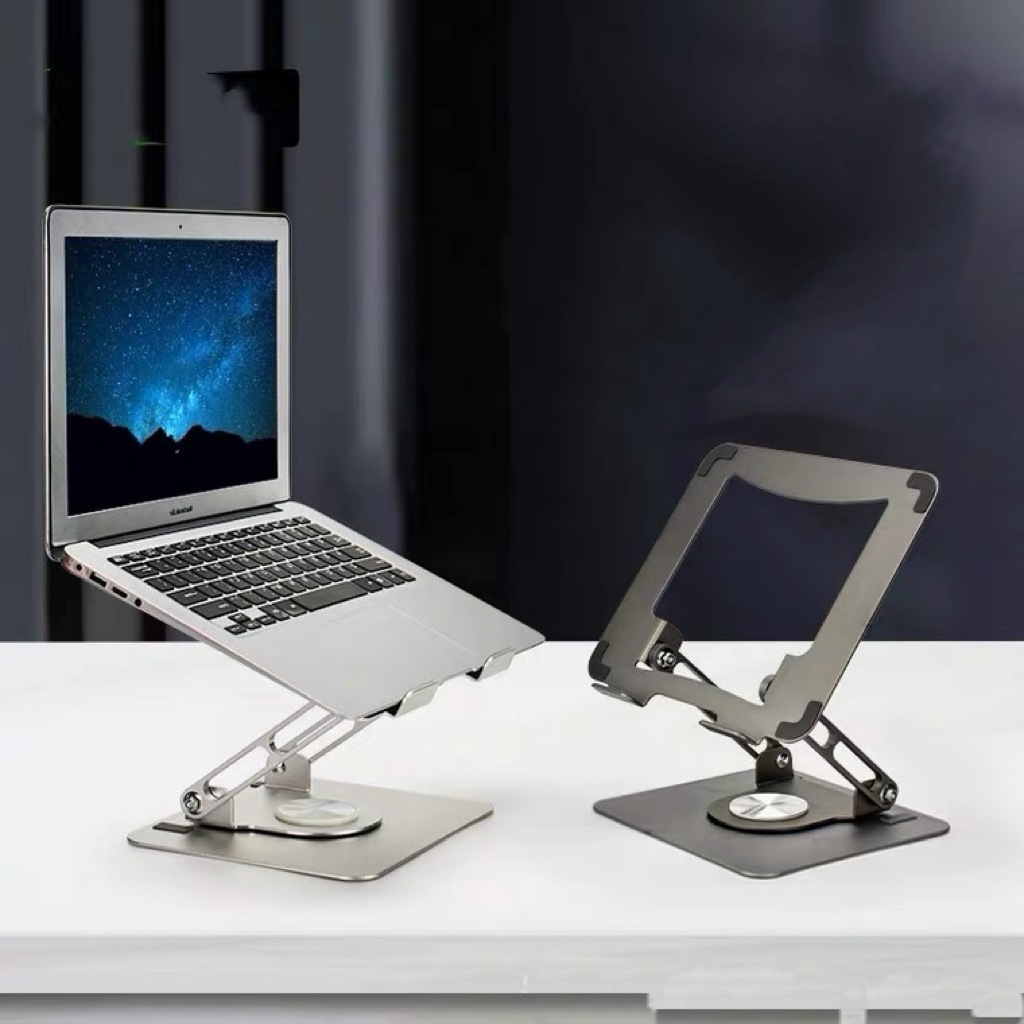 Folding Laptop Stand Tablet Desktop Lifting Heightening Cooling 360 Degree Rotating Metal Bracket
