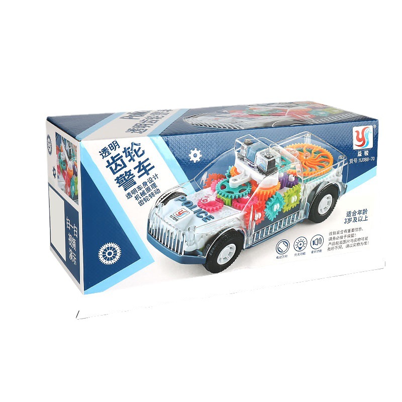 Shake the same electric transparent gear police car Universal Light Music Car children's toys wholesale stall
