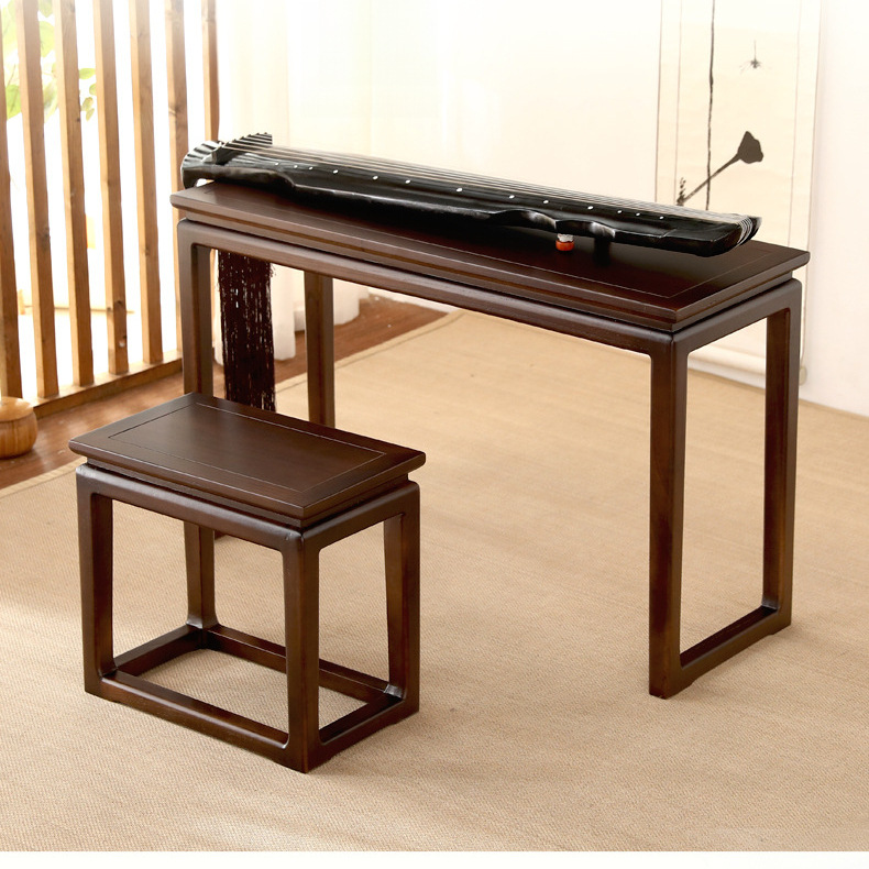 Стол и табурет для гуцина из массива, резонирующий стол для гуцина в новом китайском стиле, антикварный стол для каллиграфии из старого вяза, стол для китайских исследований, стол для чайного искусства