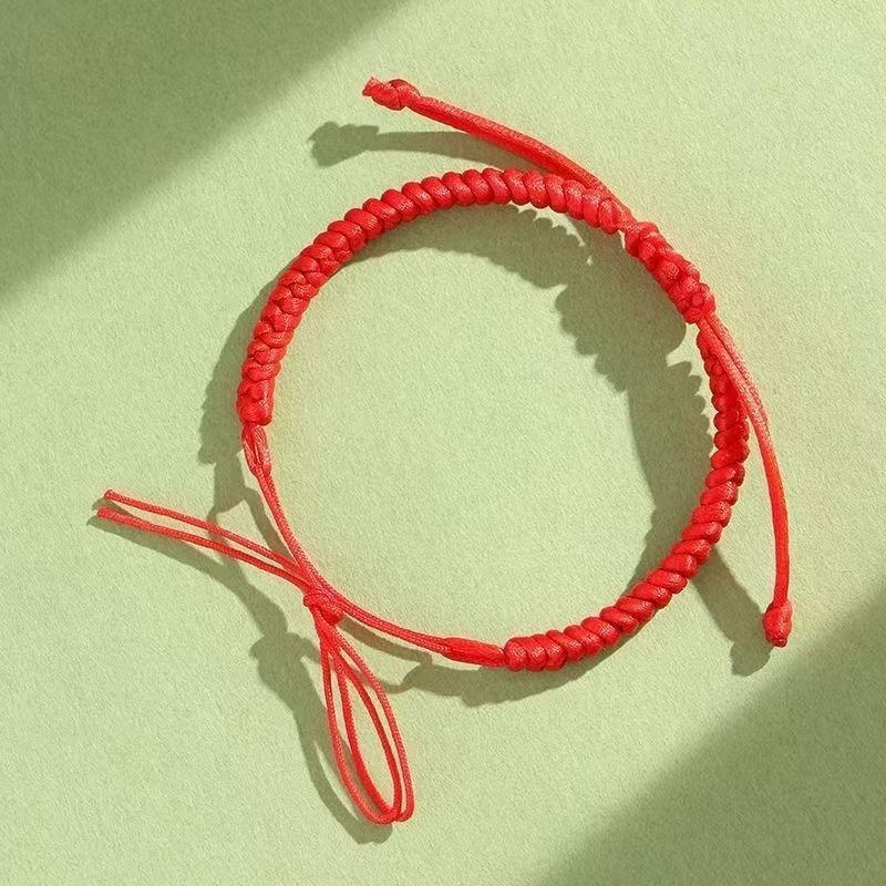 DIY Hand Rope Semi-Finished Diamond Knot Red Rope Bracelet Wearable Bead Braided Rope for Men and Women Couples Hand-Woven Rope