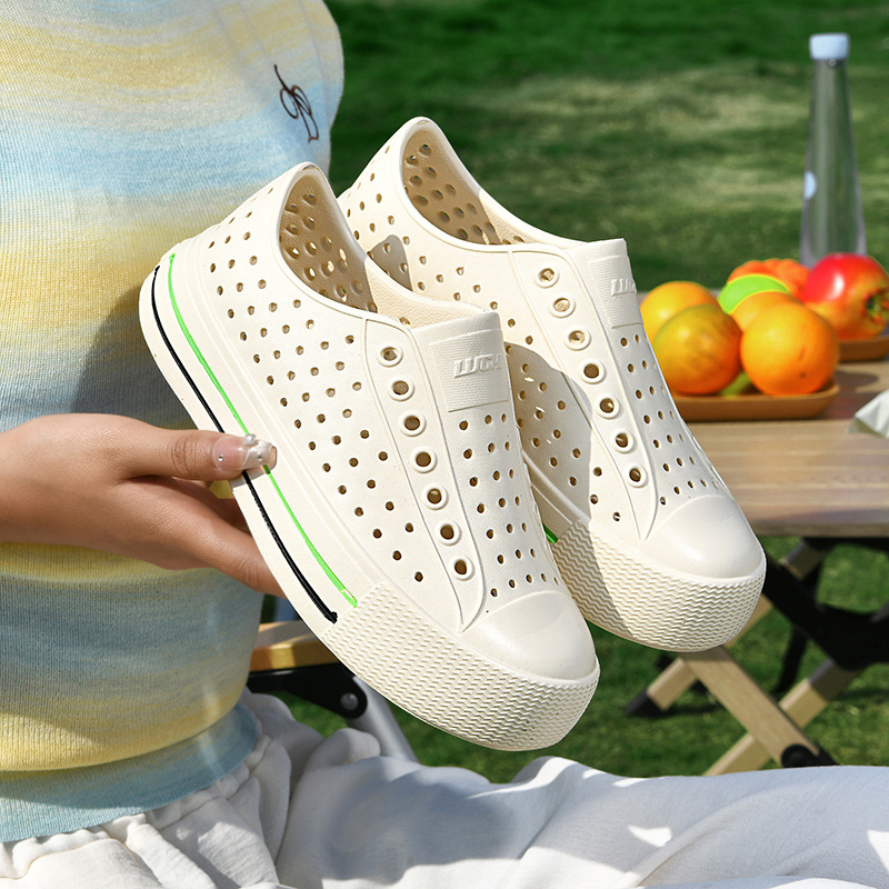 Женские обувь с толстой подошвой, маленькие белые обувь, увеличенные сандалии для улицы, легкие дышащие пляжные обувь оптом