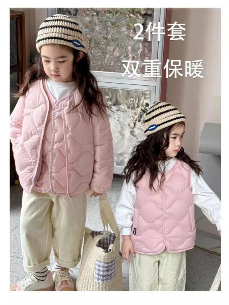 Children's Down Jacket Inner Vest Autumn and Winter New Light and Thin Four-proof Gourd Pattern Boys' and Girls' Large Children's Vest