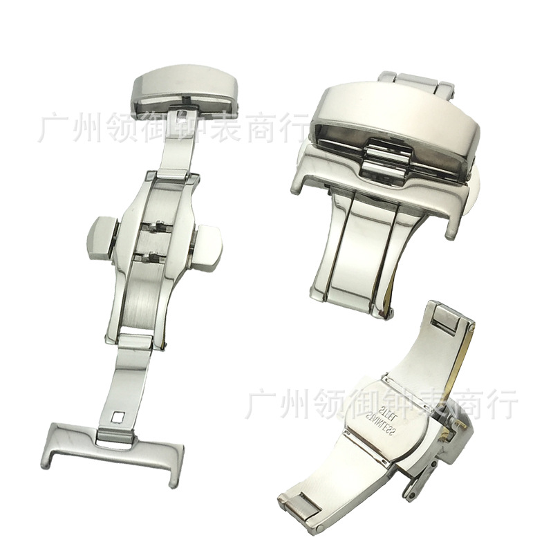 Watch Accessories Vacuum Electroplated Double Press Butterfly Buckle Stainless Steel Watch Buckle Cyber Celebrity Belt Buckle Double Open Folding Buckle