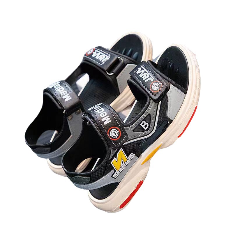 Wholesale Boys Velcro Sandals Summer Beach Shoes Medium and Large Children's Sports Shoes Baotou Anti-Collision Children's Sandals