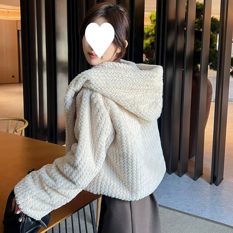 Новая осенняя и зимняя куртка из короткого кроличьего меха, ручной работы, двусторонняя, с капюшоном, корейский стиль для молодых женщин, 2025 год