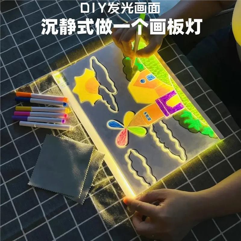 Reuse Kidsren's Gifts Luminous Drawing Board DIY Handwriting Board Kidsren's Eye Protection Drawing Board with Pen Erasable Toys