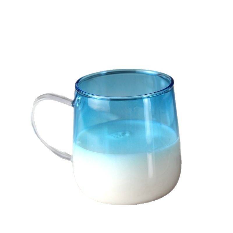 Creative Three-Dimensional Heart Glass Cup, High Temperature Resistant with Handle, Gradient Color Heart-Shaped Cup, Drink Cup, Couple Heart-Warming Cup