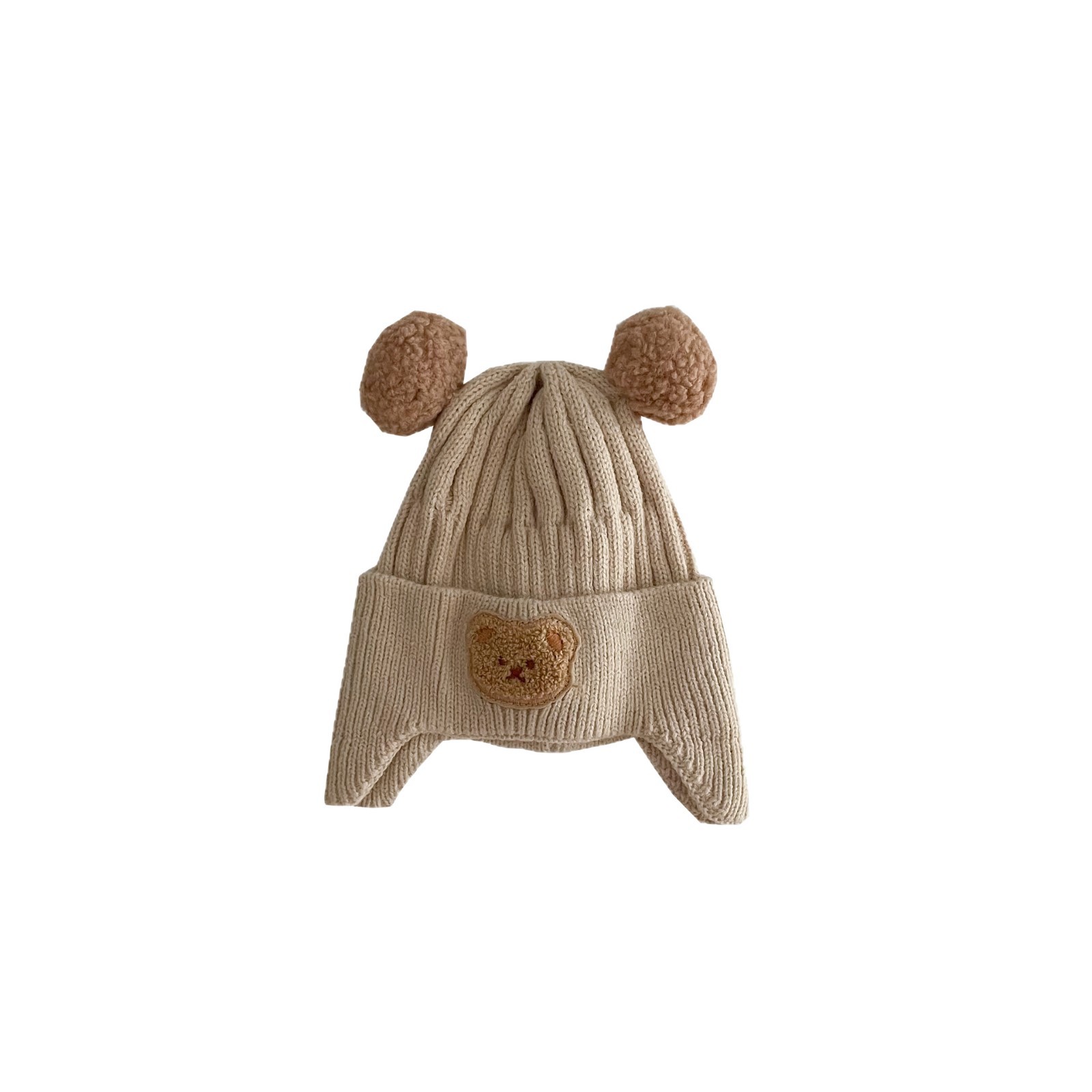 Baby Woolen Hat, Cute Bear Ear Protection Hat, Kidsren's Winter Thickeneded Warm Knitted Hat, Korean Style Infant Hat
