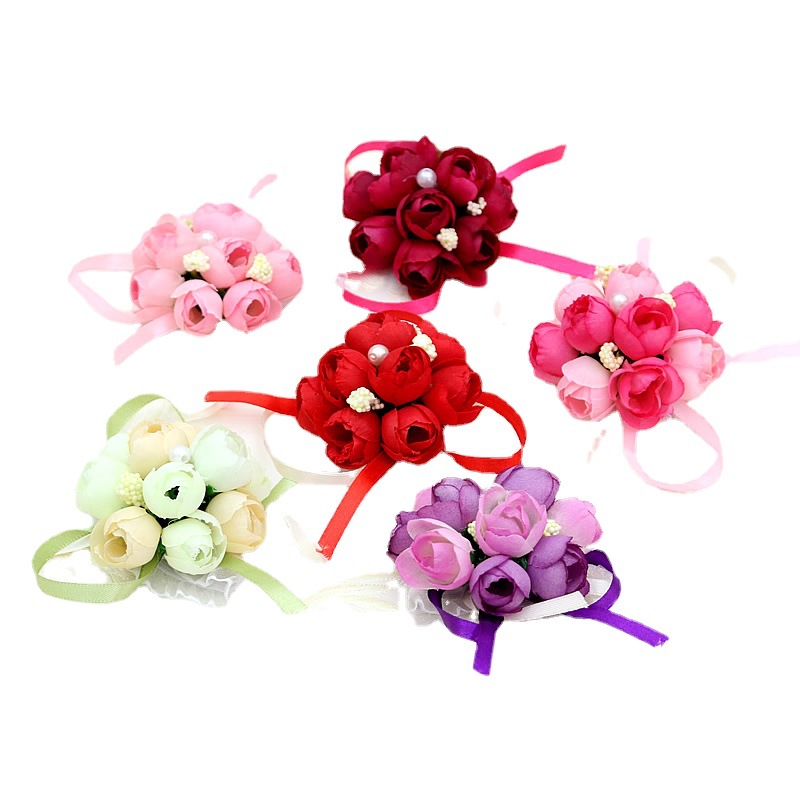 Wrist Flower Bride Bridesmaid Sister Wrist Flower Wedding Korean Wedding Products Wedding Corsage Simulation Accessories Bracelet