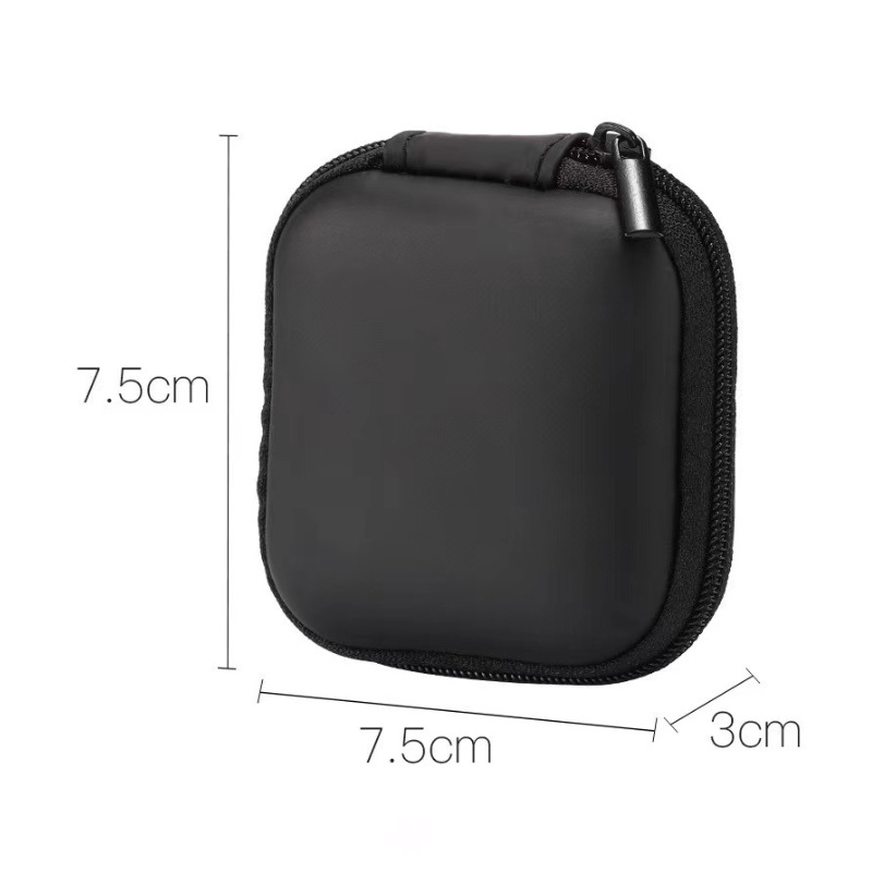 Eva Headphone Storage Bag Cross-Border In-Stock Square Zipper Earphone Case Data Cable Charger Portable Storage Box