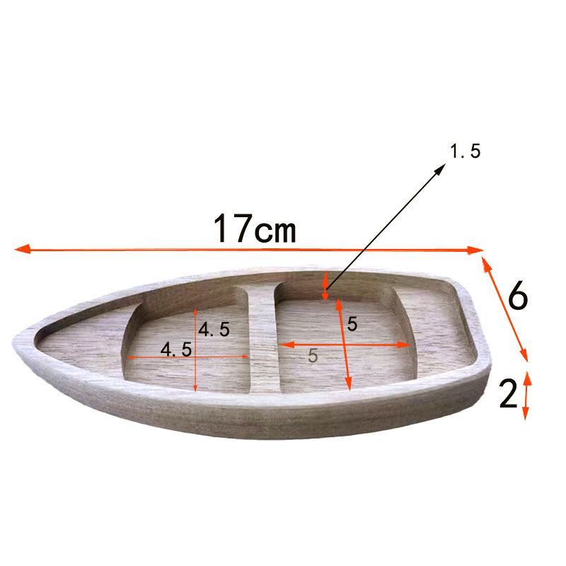 Wooden Can Float in a Long-Term Water Wooden Canoe Fish Tank Fish Pond Wooden Toy Small Canoe Boat