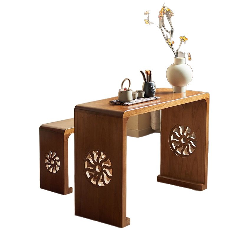 Solid Wood Guqin Table and Stool Set, Antique-Style Guqin Table, Melodious Guqin Table, Traditional Chinese Calligraphy Table