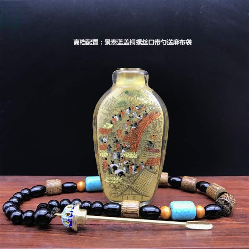 Бутылка для нюхательного табака с внутренней росписью Хэншуй, опционально с ложкой, набор порошка для нюхательного табака, ручная работа, другие изделия