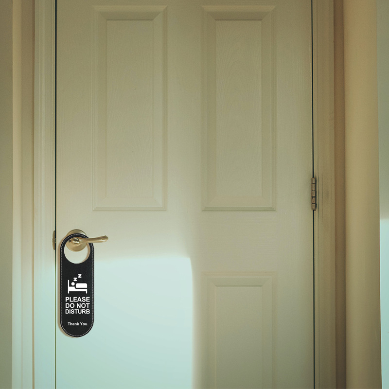 Do Not Disturb Room Sign for Hotels and Guesthouses, Double-Sided Leather Door Hanger, Light Luxury Style