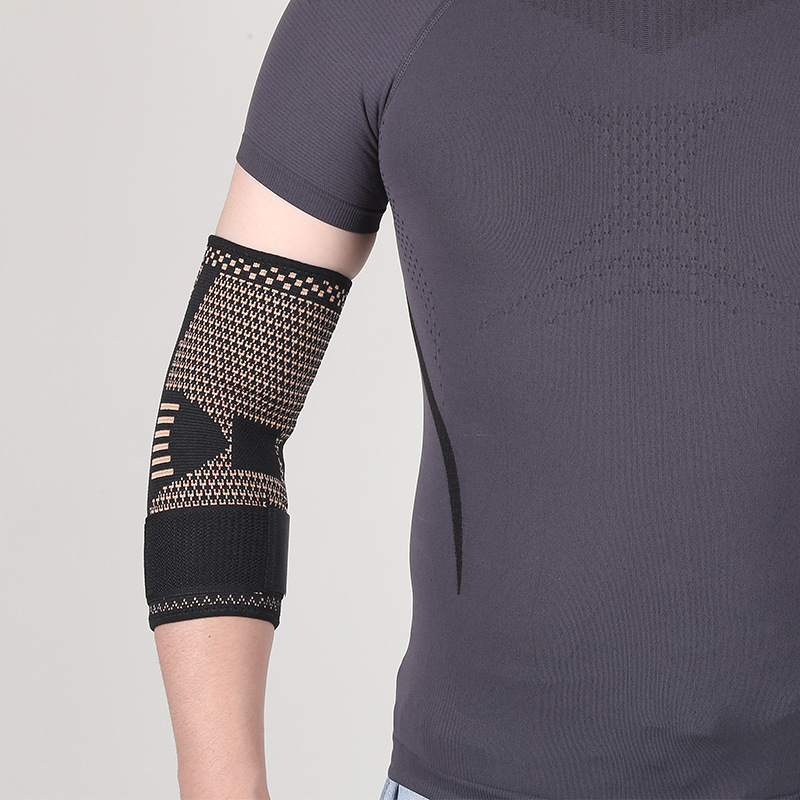 Cross-Border Sports Copper Fiber Ion Elbow Bandage Basketball Adult Weightlifting Fitness Strap Elbow Protector Pressurized