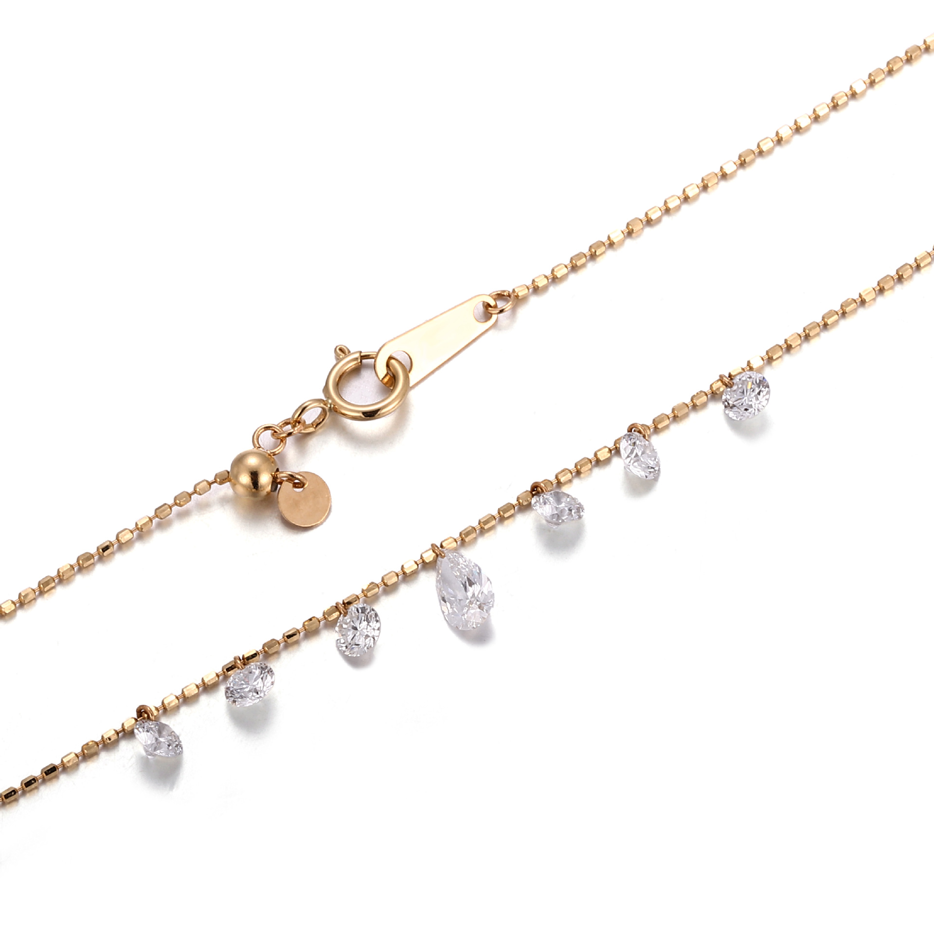 Spot 18K Gold Necklace for Women, Accessible Luxury Wedding Banquet, Valentine's Day Gift, Pear-Shaped Diamond Necklace, European and American Cross-Border Jewelry