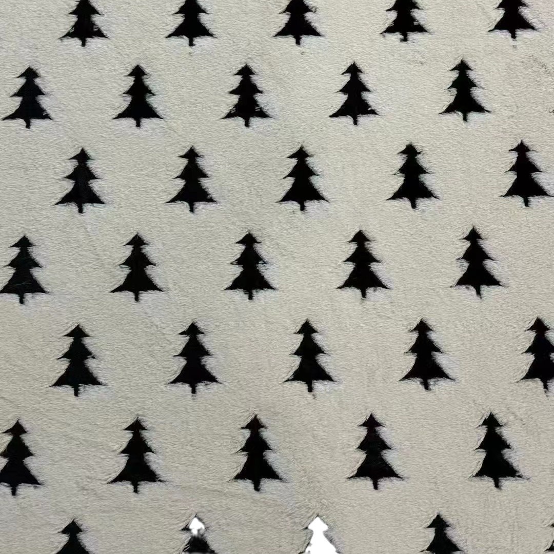 Rabbit Hair Cationic Christmas Tree Jacquard in stock Imitation Rabbit Hair Jacquard Fabric Home Textile Clothing Shoes Bag Plush Fabric