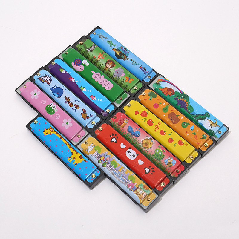 Детская металлическая гармоника двойной ряд 16 отверстий мини-музыкальный инструмент мультяшная игрушка