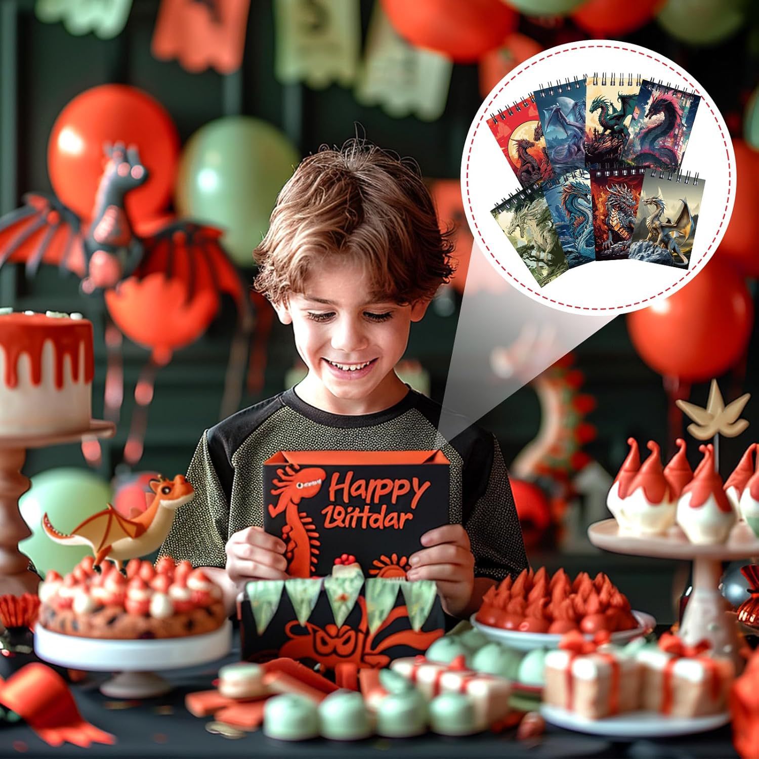 Various Styles of Mini Coil Notebooks, Western Dragon Coil Notebooks, Mythical Dragon Spiral Notebooks