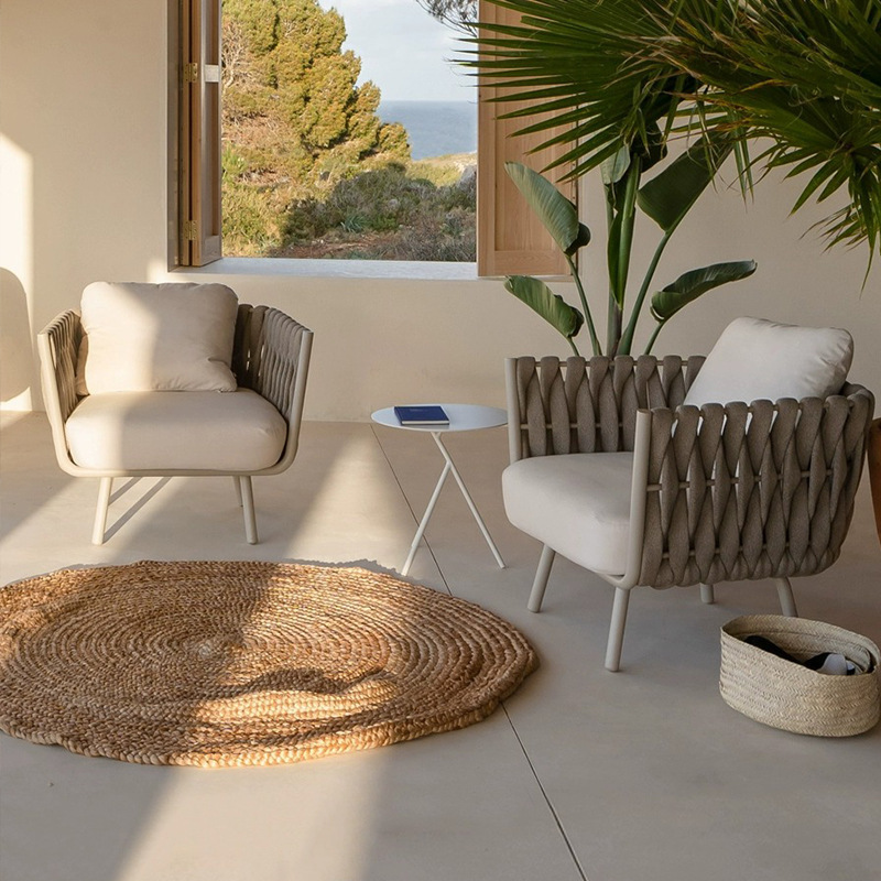 Outdoor Sofa Courtyard Outdoor Balcony Rattan Chair Rattan Sofa Waterproof Sun Protection Open-Air Leisure Table and Chair Garden Furniture