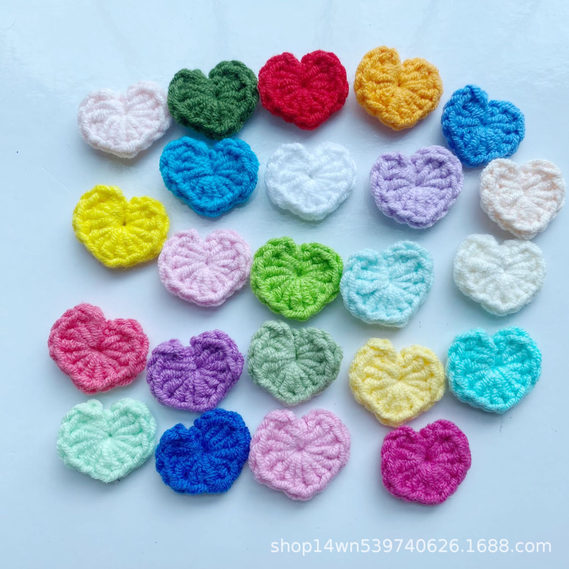 Чисто ручная вязаная сердечко аксессуары из шерсти, вязаный цветной патч для одежды, головные уборы, заколка для волос мини любовь