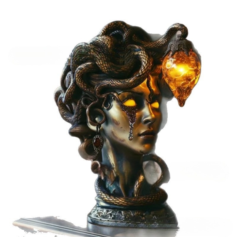 Cross-Border Medusa Table Lamp Medusa Table Lamp Statue Mythical Monster Gothic Resin Decoration