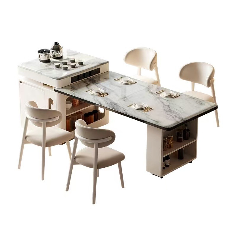 Modern Simple Super Crystal Island Table Dining Table Tea Table Integrated High-End Home Kitchen Dining Table Retractable Tea Island Table