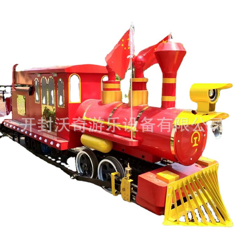 Medium-Sized Rail Train, Large Amusement Equipment, Multi-Person Children's Outdoor Scenic Spot with Smoke and Whistle, Flower Sea and Lotus Pond