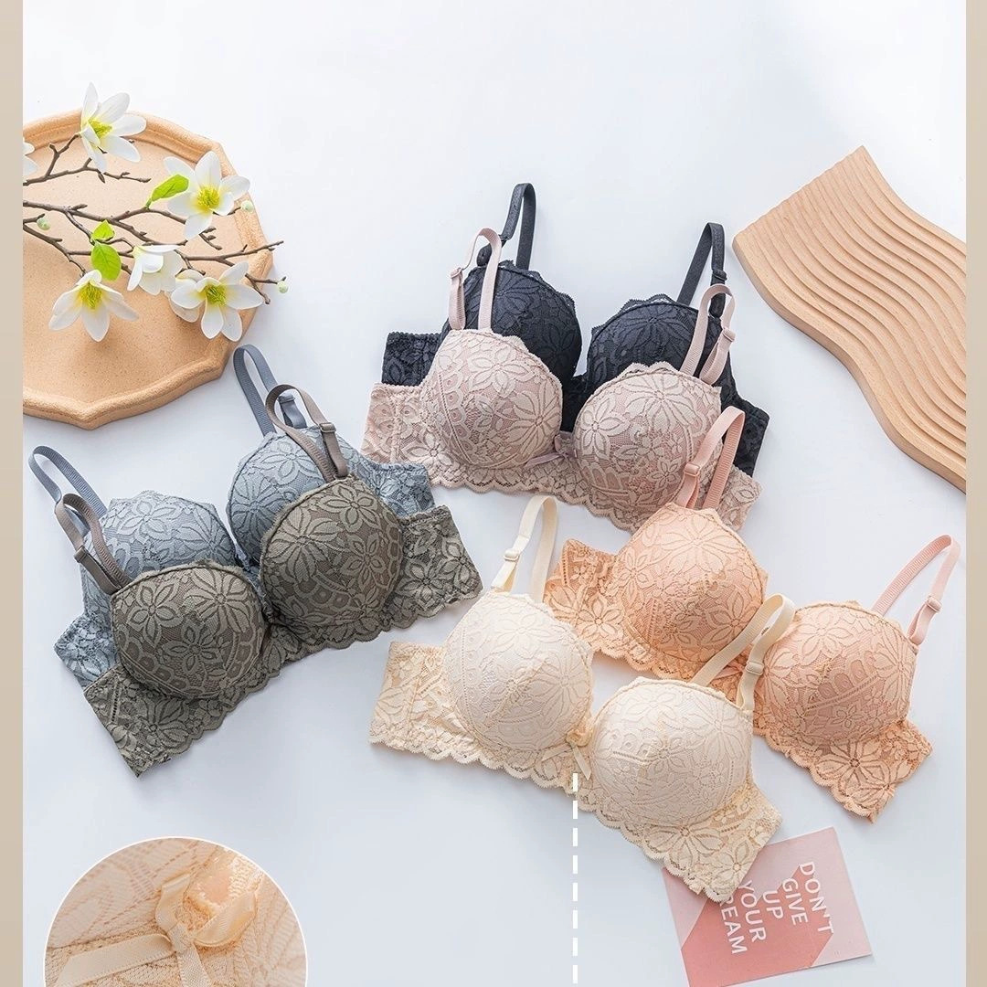 Foreign Trade Cross-Border Lace Sexy Thin Bra Small Breast Push-Up with Steel Ring Adjustable Breast-Retracting Women's Underwear