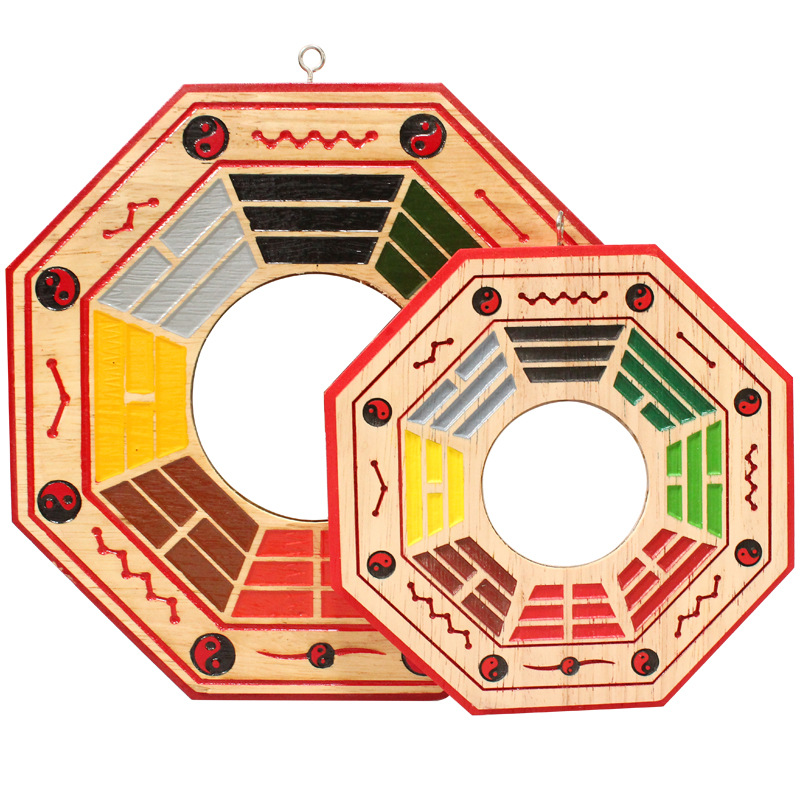 Factory spot multi-specification peach wood painted Bagua mirror Bagua mirror ornaments home crafts peach wood Bagua mirror