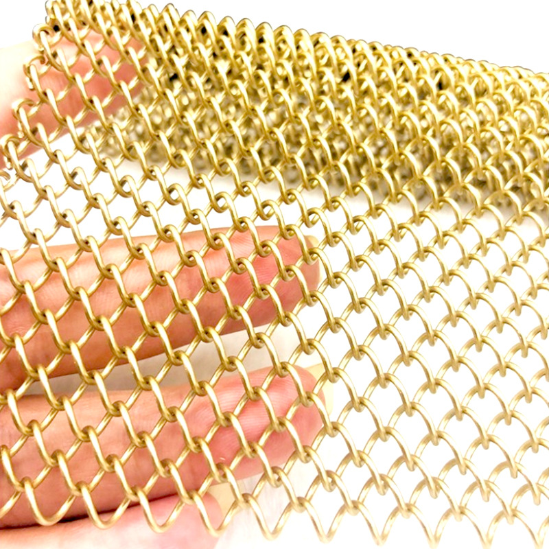 Exterior Wall Background Decorative Mesh Stainless Steel Spiral Soft Curtain Hanging Curtain Wall Screen Woven Aluminum Mesh Curtain Metal Decorative Mesh