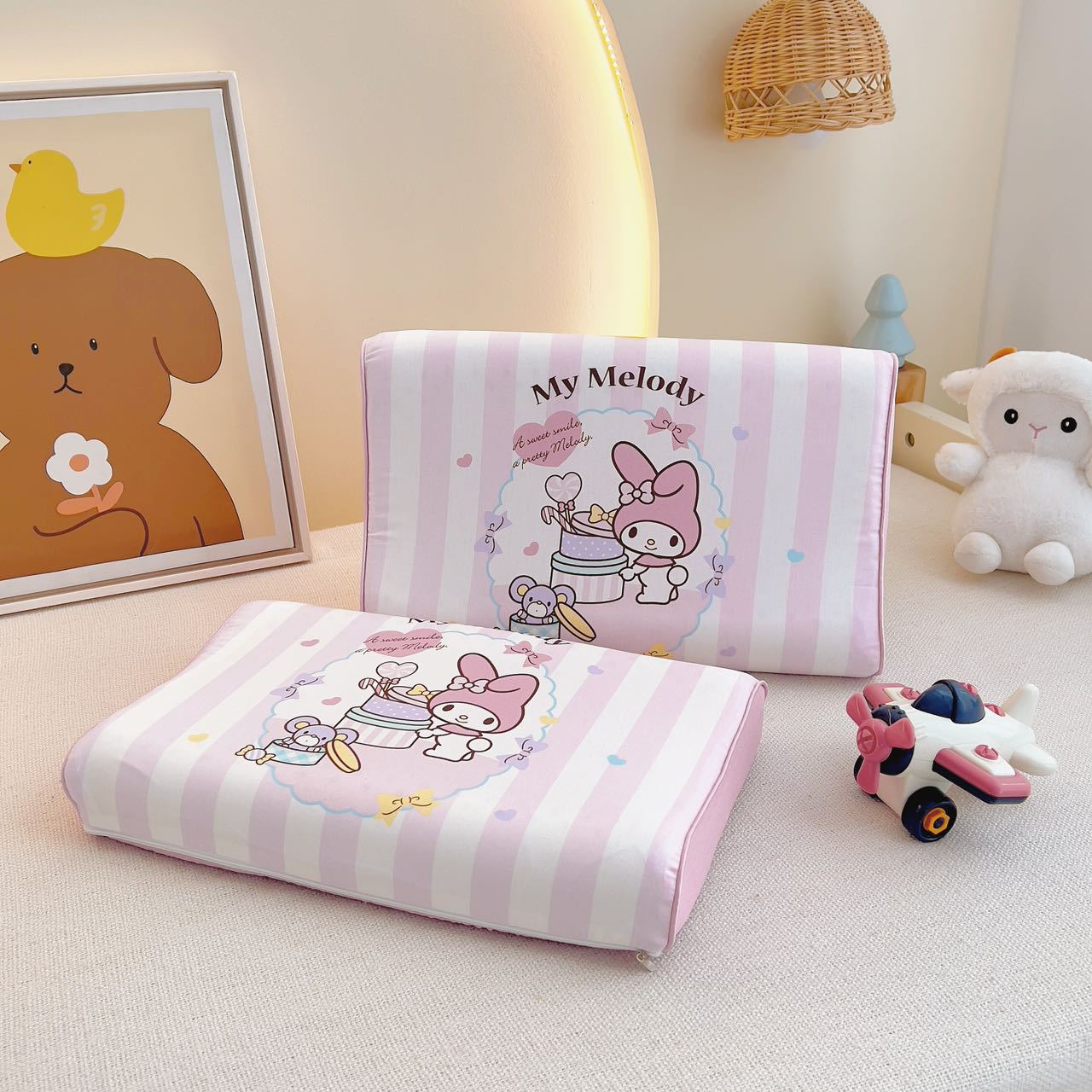 Sanrio Children's Natural Latex Pillow Cartoon Cotton Infant Class A Cotton Pillowcase Baby Neck Pillow