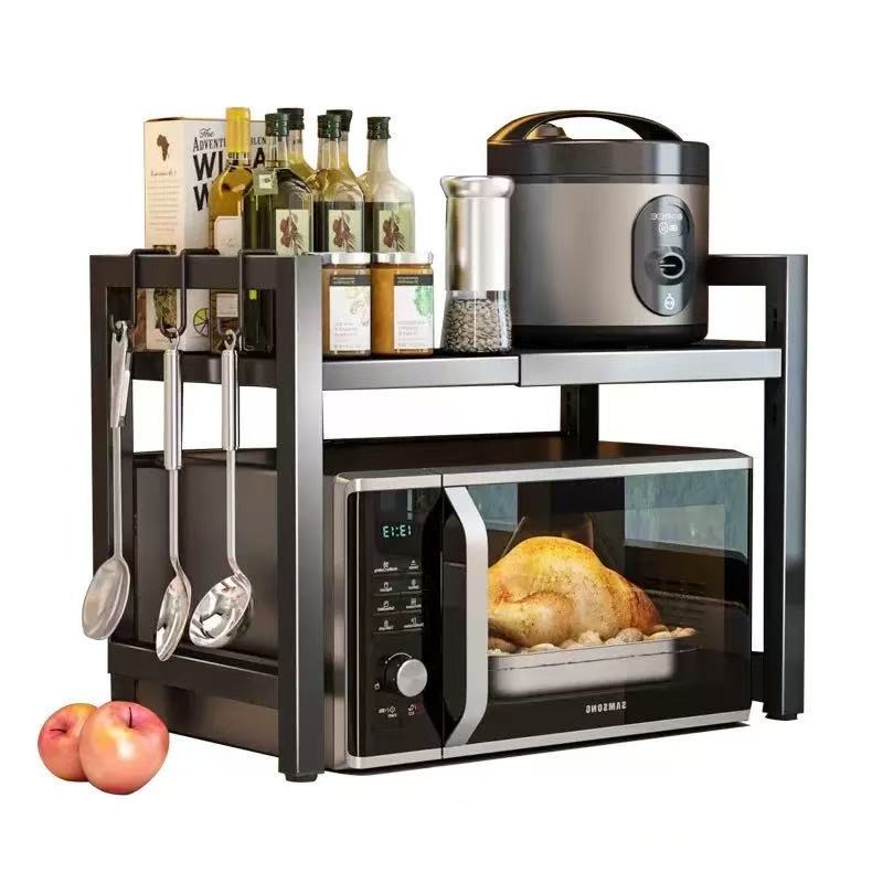 Kitchen Microwave Oven Rack, Household Countertop Extendable Oven Stand, Desktop Thickened Multi-Layer Organizer Rack