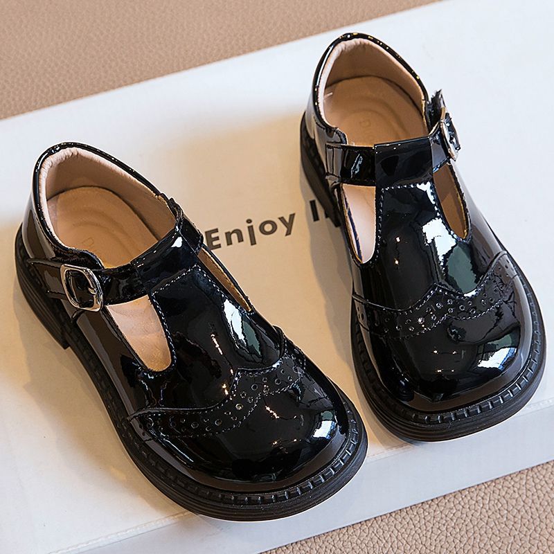 Маленькие кожаные туфли для девочек весна и осень новые балетки британского стиля из натуральной кожи черные кожаные туфли для девочек с мягкой подошвой принцессы