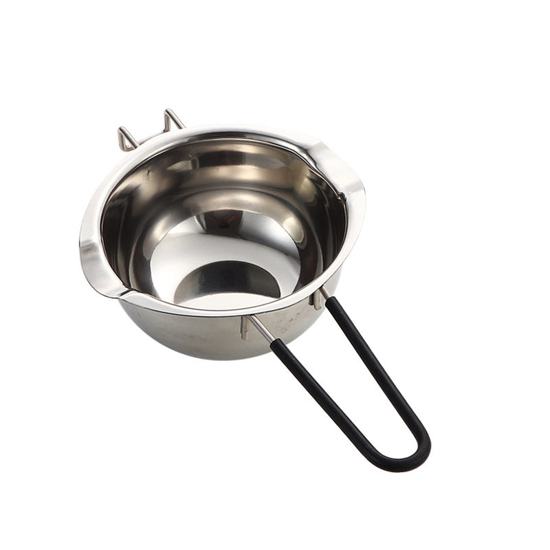 304 Stainless Steel Chocolate Melting Pot Heating Pot Silicone Handle Butter Melting Bowl Water-Proof Pot Baking Tool
