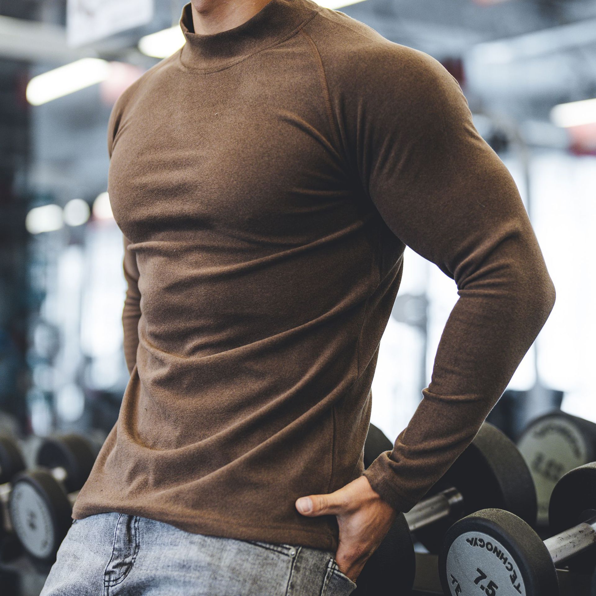 Мужская спортивная одежда для отдыха, осень-зима, бег, однотонная, двусторонняя, длинный рукав, немецкий велюр