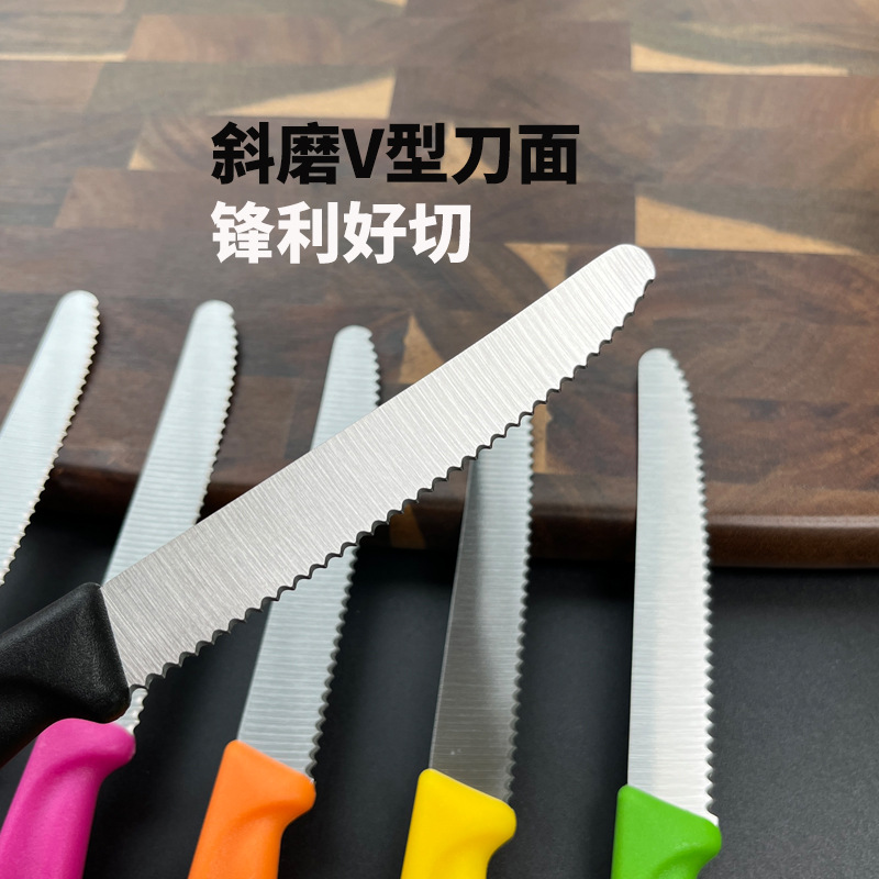 Cross-border Stainless Steel Steak Knife Serrated Western Knife Restaurant Hotel Tableware Camping Western Steak Knife in stock