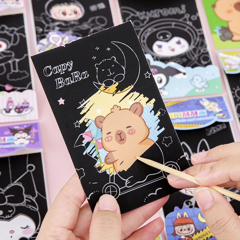 Cartoon Sparkling Scratch Drawing Children's DIY Handmade Creative Scratch Drawing Student Fun Graffiti Quiet Small Gift