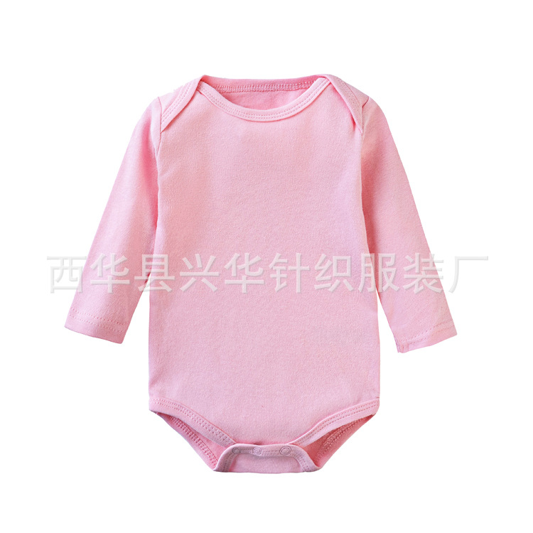 Newborn Pure Color Cotton Spring & Fall Long-Sleeved Clothes Romper Baby Jumpsuit Baby Jumpsuit Triangle Romper