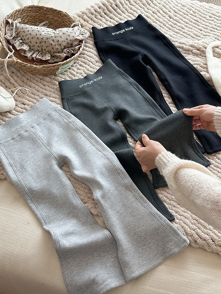 Xie Jinmao Children's Clothing Girls' Fleece-Lined Pants 2025 New Style Girls' Winter Clothing Flared Pants Versatile Girls' Fleece-Lined Pants