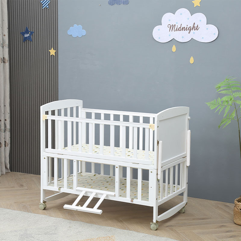 Solid Wood Crib, Multifunctional Cradle, Can Be Spliced with Newborn Mosquito Net, Baby Bed, Manufacturer Wholesale Children's Bed